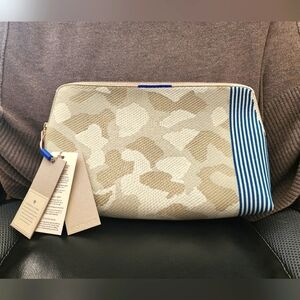 NWTs Rothy's tan & blue Large Vanity Bag